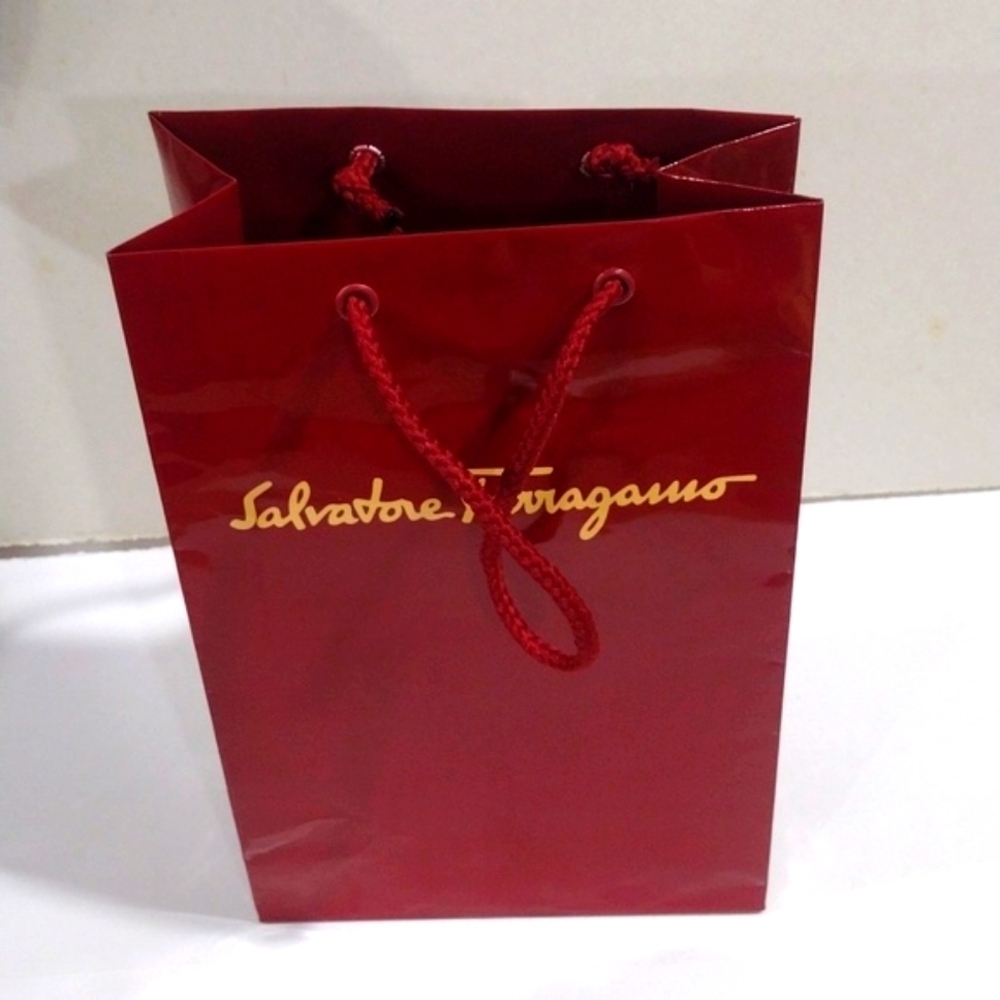 Authentic Salvatore Ferragamo Red Drawstring Paper Gift Bag – Unisex Packaging